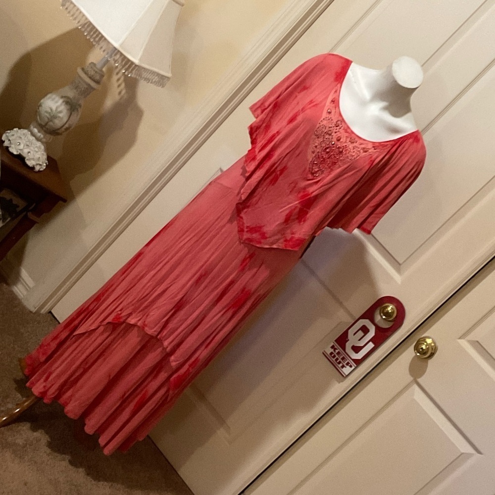Reba Coral Maxi Dress. Malibu Melon. On/off Shoulder. NWT. Size Large.